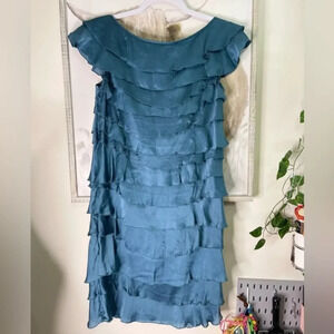 EUC Vintage y2k Moschino Dress ruffled tiered Homecoming Prom 100% Silk